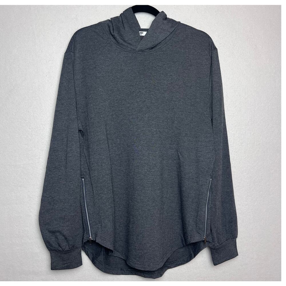 Coofandy Women's Long Sleeve Gray Hooded Pullover Zipper Sides Size Medium New